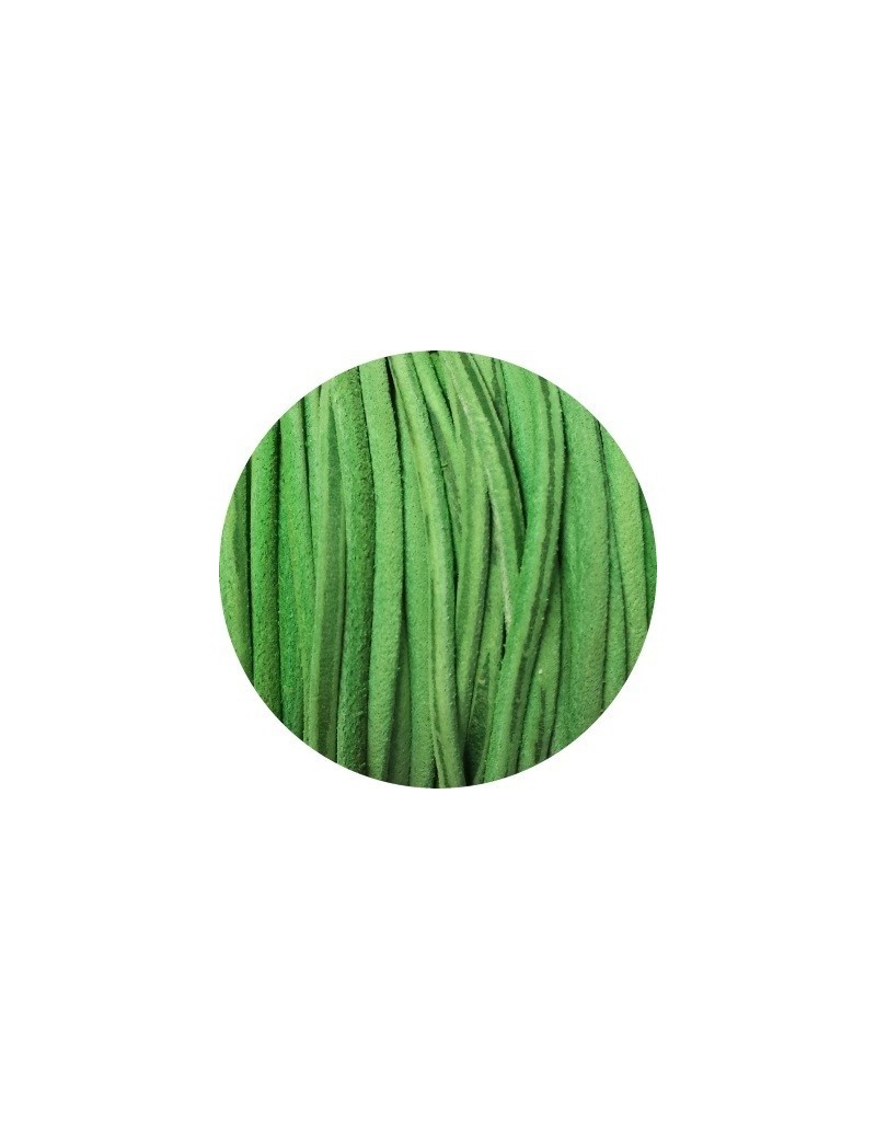 Cordon de cuir rond brut vert vif-3mm-Espagne