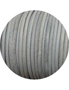 Cordon de cuir rond brut couleur gris clair-3mm-Espagne