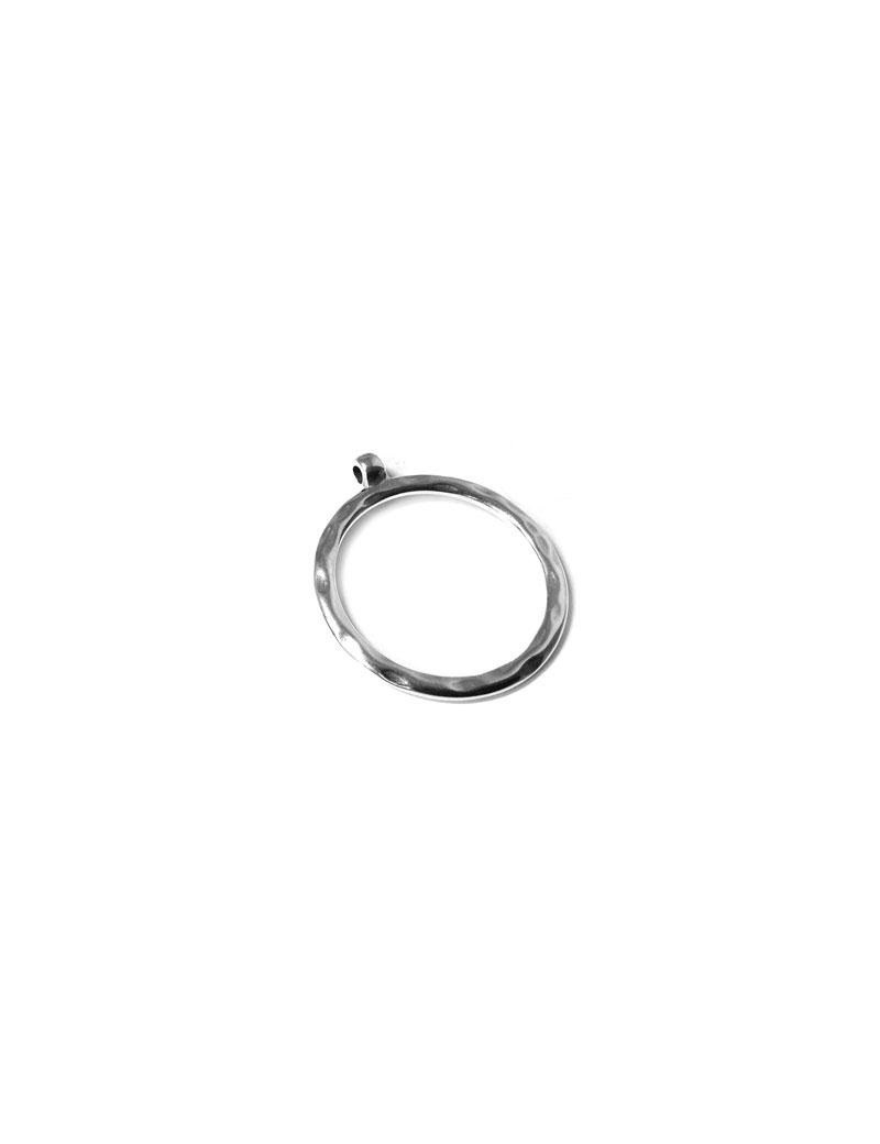 Anneau rond avec anneau en métal placage argent-35mm