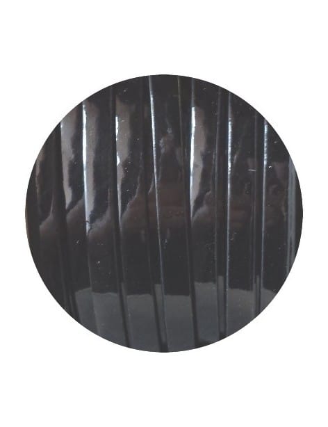 Cuir plat de 5mm haut de gamme noir vernis-vente au cm