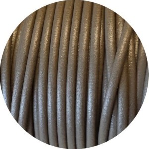 Cordon de cuir rond taupe foncé-3mm-Espagne