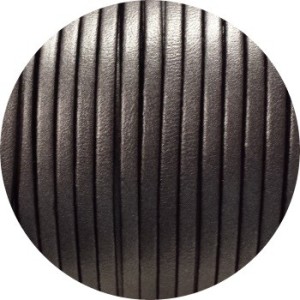 Cordon de cuir plat 3mm de couleur titane-vente au cm