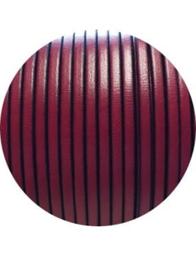 Cordon de cuir plat 3mm de couleur bordeaux-vente au cm