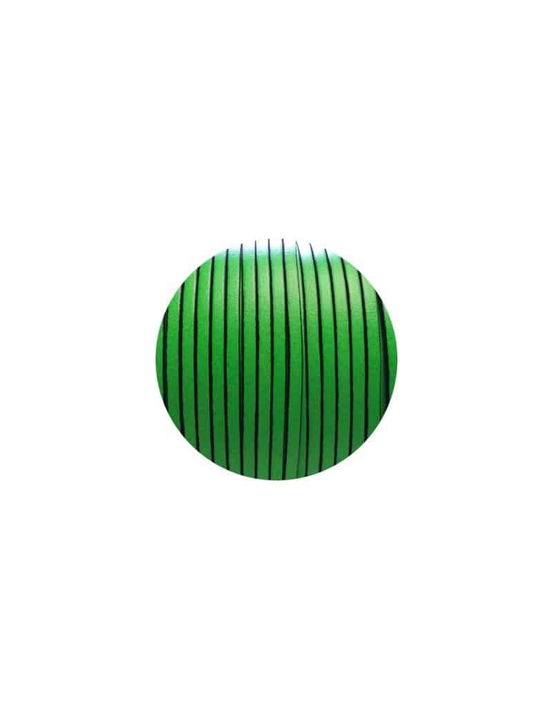 Cordon de cuir plat 3mm de couleur vert fluo-vente au cm