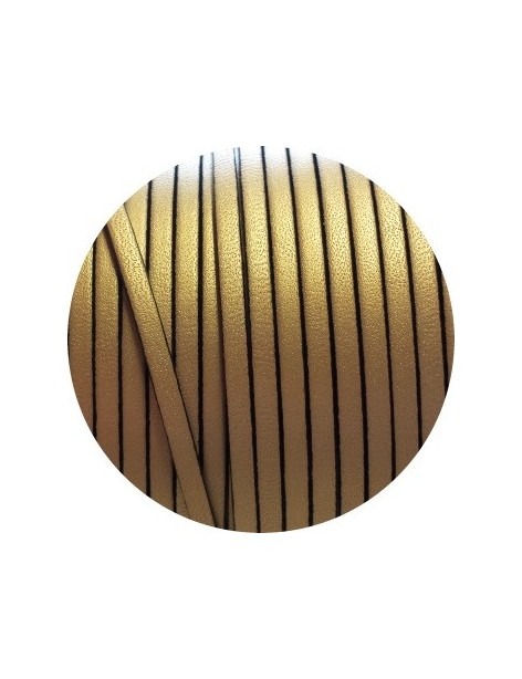 Cordon de cuir plat 3mm de couleur or mat-vente au cm