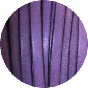 Cordon de cuir plat 5mm violet classique vendu au metre