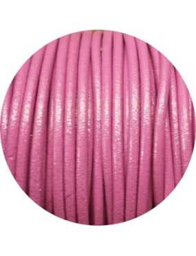 Cordon de cuir rond couleur rose foncé-3mm-Espagne