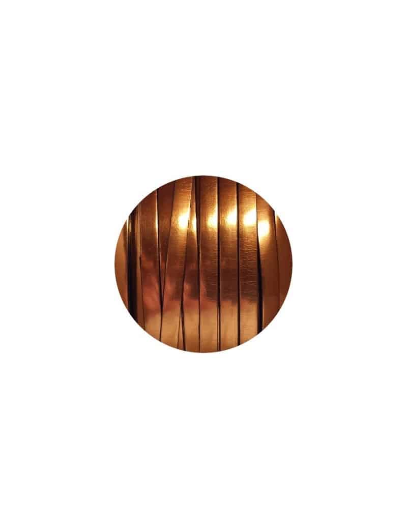 Cordon de cuir plat 5mm miroir couleur orange vente au cm
