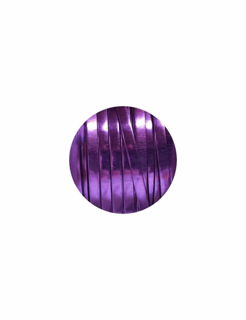 Cordon de cuir plat 5mm miroir violet-vente au cm