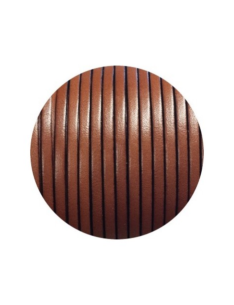 Cordon de cuir plat 3mm de couleur marron-vente au cm