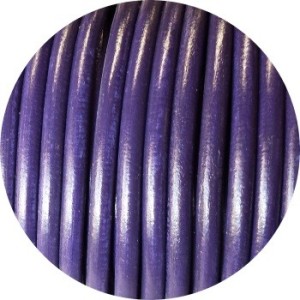 Cordon de cuir rond violet soutenu-5mm-Espagne