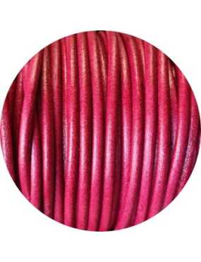 Cordon de cuir rond couleur cerise-3mm-Espagne