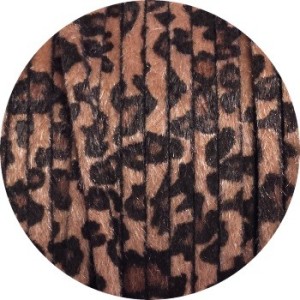 Laniere de cuir plat léopard poils synthétiques 5mm-vente au cm