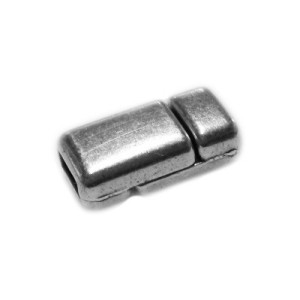 Fermoir magnetique placage argent pour cuir plat de 6mm