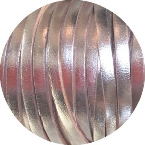 Cordon de cuir plat 5mm couleur argent brillant-vente au cm