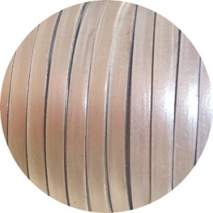 Cordon de cuir plat 5mm couleur blanc metallique-vente au cm