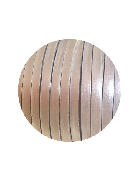 Cordon de cuir plat 5mm couleur blanc metallique-vente au cm