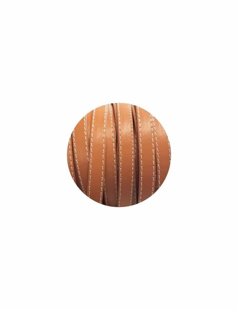 Cuir plat double 10mm caramel coutures-vente au cm