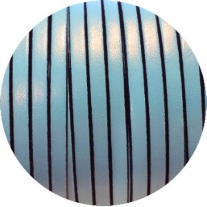 Nouveau cuir plat de 5mm x 2mm bleu ciel-vente au cm
