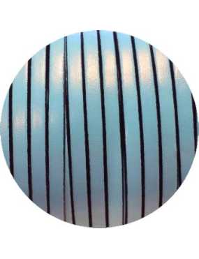 Nouveau cordon de cuir plat 5mm bleu ciel vendu au metre