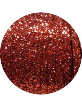 Cordon de cuir plat paillettes 10mm rouge-vente au cm