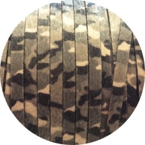 Laniere de cuir plat camouflage gris synthétiques 10mm-vente au cm