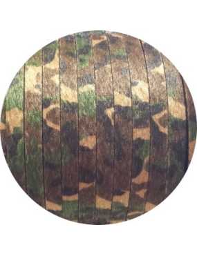 Cuir plat 10mm camouflage vert avec poils synthétiques vendu au metre