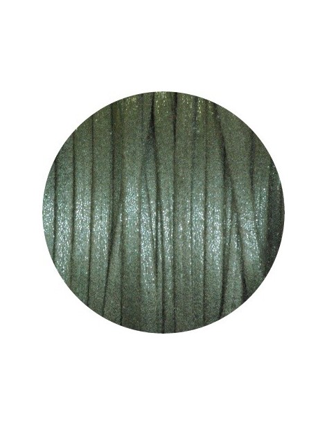 Lacet fantaisie plat 3mm nacré couleur vert militaire