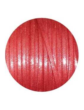 Lacet fantaisie plat 3mm nacré couleur rouge