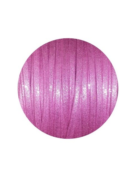 Lacet fantaisie plat 3mm nacré couleur rose