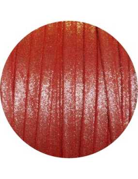 Lacet fantaisie plat 5mm nacré couleur rouge