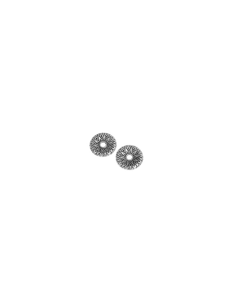 Perle ronde et plate de 13mm avec gravure mandala