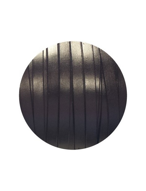 Cordon de cuir plat 10mm x 2mm de couleur noire-vente au cm