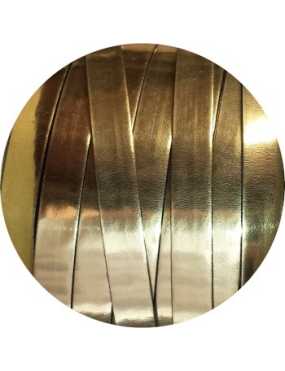 Lacet de cuir plat 10mm miroir or-vente au cm