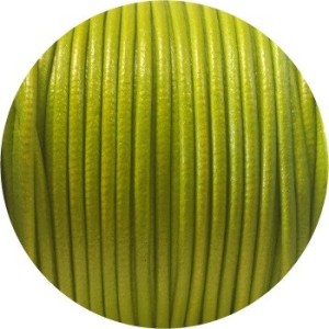 Cordon de cuir rond couleur vert pomme-3mm-Espagne