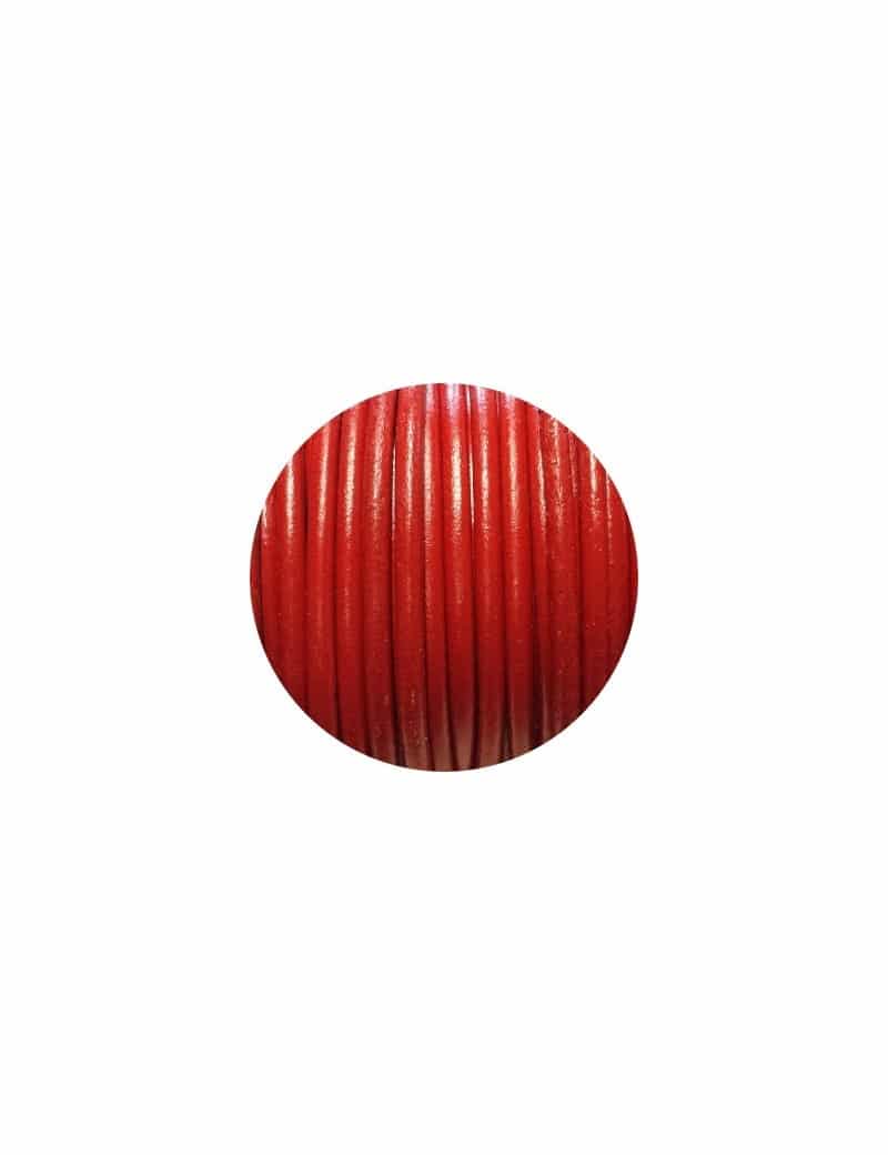 Lacet de cuir rond rouge-Espagne-4mm
