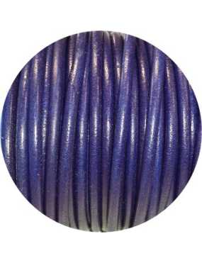 Lacet de cuir rond bleu foncé-Espagne-4.5mm
