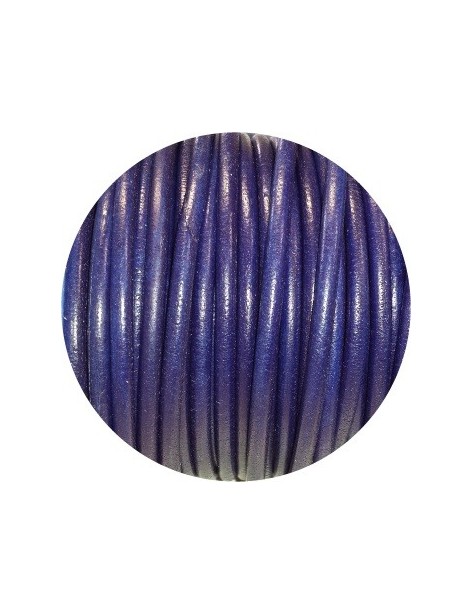 Lacet de cuir rond bleu foncé-Espagne-4.5mm