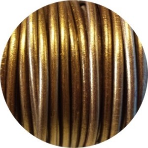Lacet de cuir rond vieil or-Espagne-4.5mm