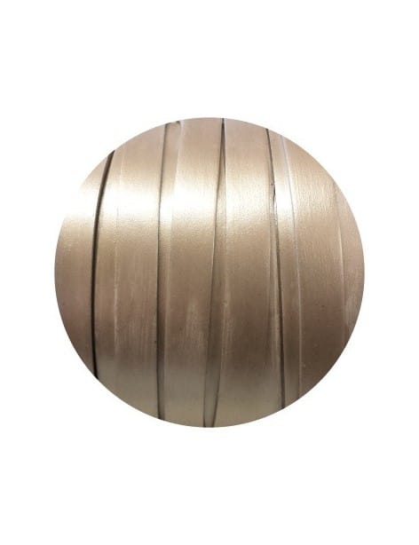 Cordon de cuir plat 10mm couleur blanc metallique-vente au cm