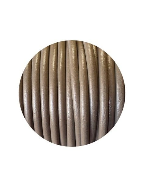 Lacet de cuir rond taupe-Espagne-4mm