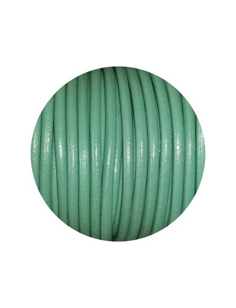Lacet de cuir rond vert turquoise-Espagne-4mm