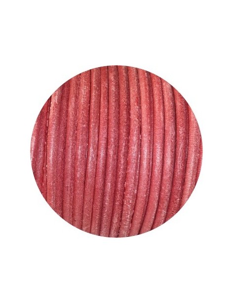 Cordon de cuir rond brut couleur rouille-3mm-Espagne