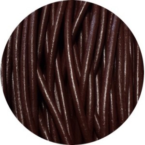 Cordon de cuir rond marron satiné-3mm-Europe
