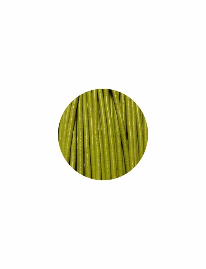 Cordon de cuir rond vert anis-3mm-Europe