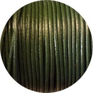 Cordon de cuir rond vert militaire-2mm-Espagne