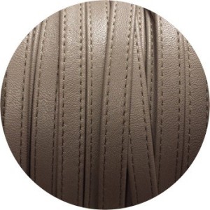 Cuir plat double de 10mm gris coutures grises-vente au cm