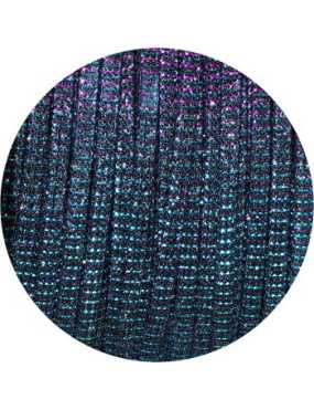 Lacet fantaisie plat 3mm irisé couleur bleu vert rose