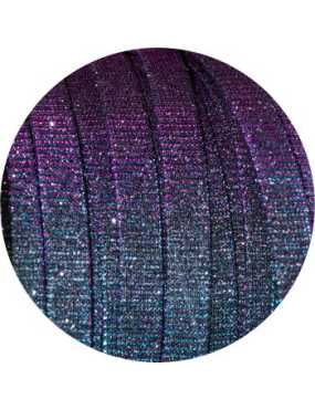 Lacet fantaisie plat 10mm irisé couleur bleu vert rose