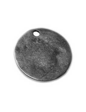 Breloque ronde martelée placage argent de 27mm